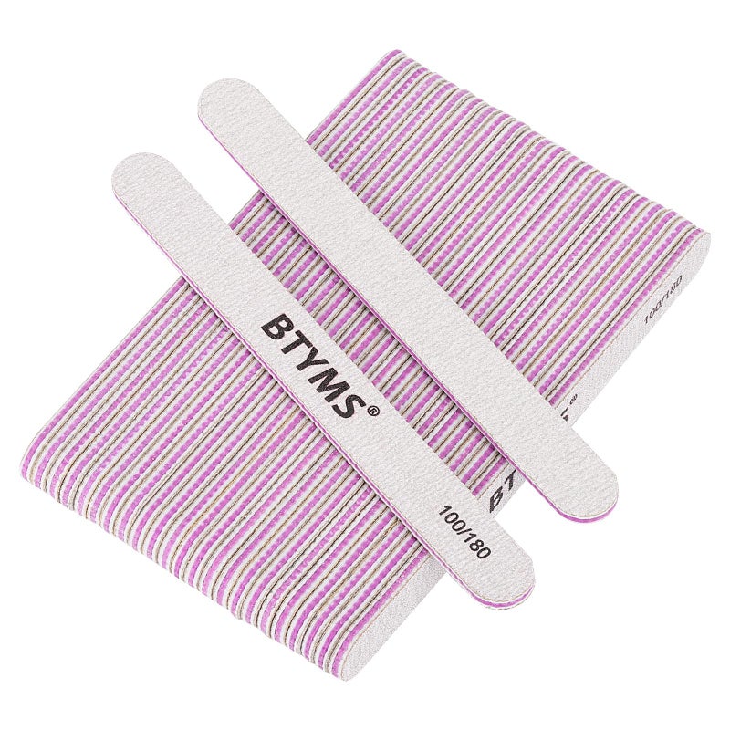 BTYMS 25Pcs Nail Files 100/180 Grit Double Sided Emery Board Nail Buffering Files for Acrylic and Natural Nails - Image 1